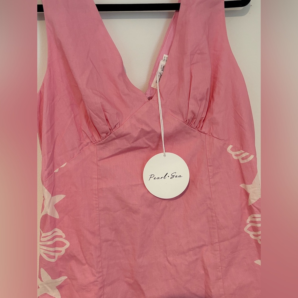 Pearl + Sea Pink Summer Mini Dress Shells Starfish Beach Vacation - Size 10 NWT - Picture 4 of 7